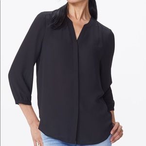 NYDJ Pintuck Pleat Crepe Blouse